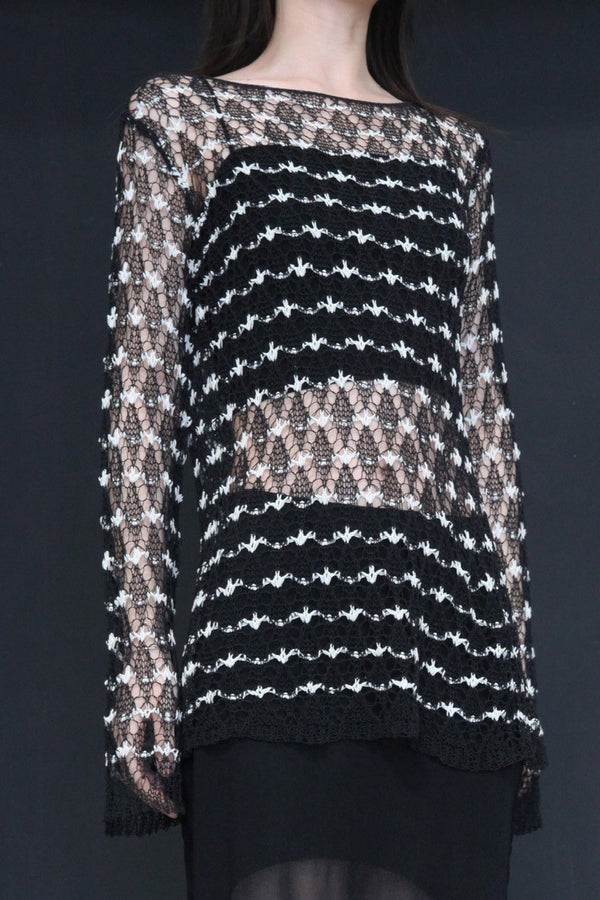 SWAYING/KNIT Hollow eyelet long-sleeved top (two pieces) SW24SS1T55 black PS76